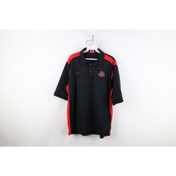 Vintage Nike Mens Medium Travis Scott Mini Swoosh Ohio State University Polo - Picture 1 of 16
